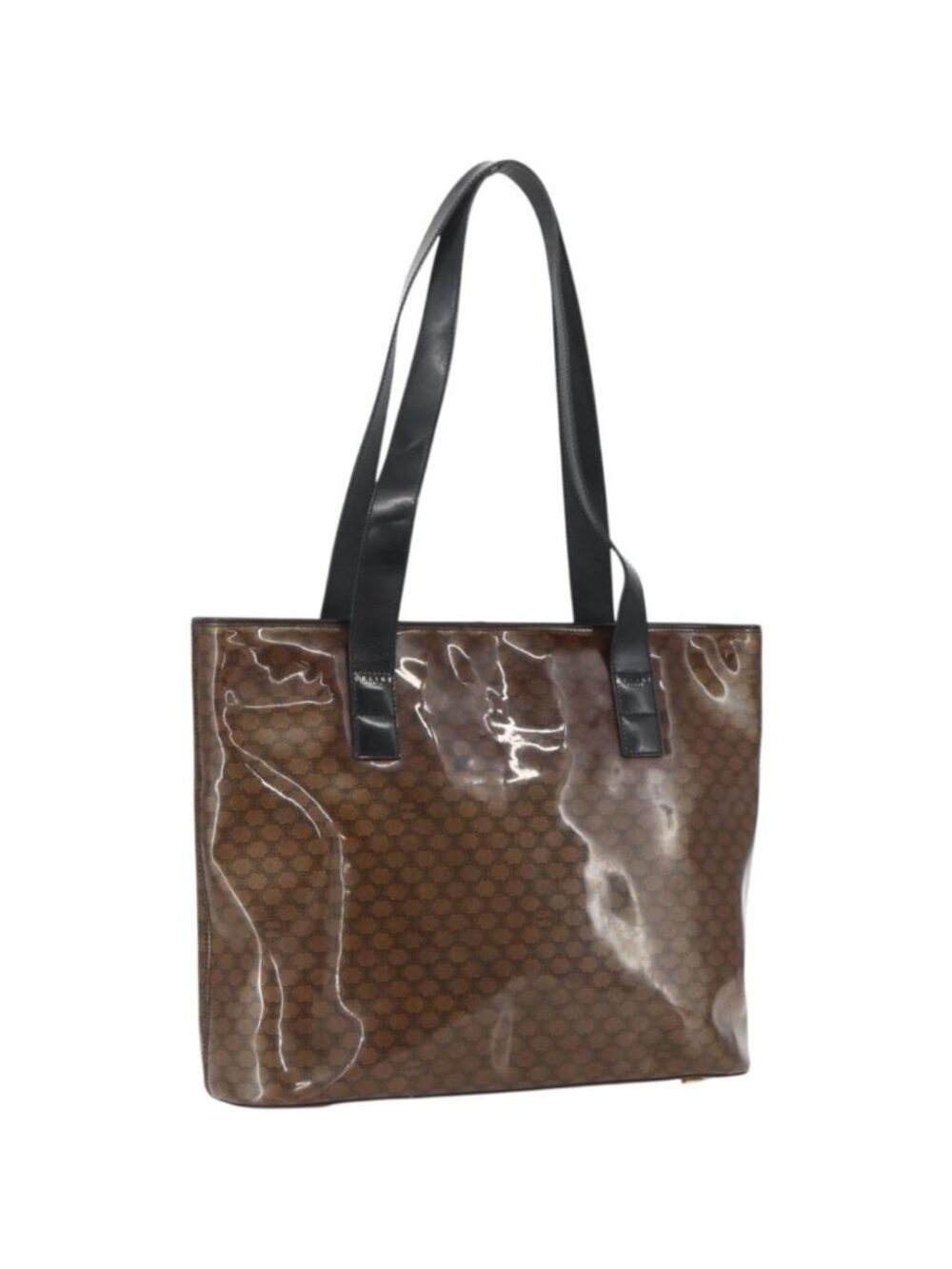 CELINE Macadam Canvas Shoulder Bag Vinyl Brown Gold